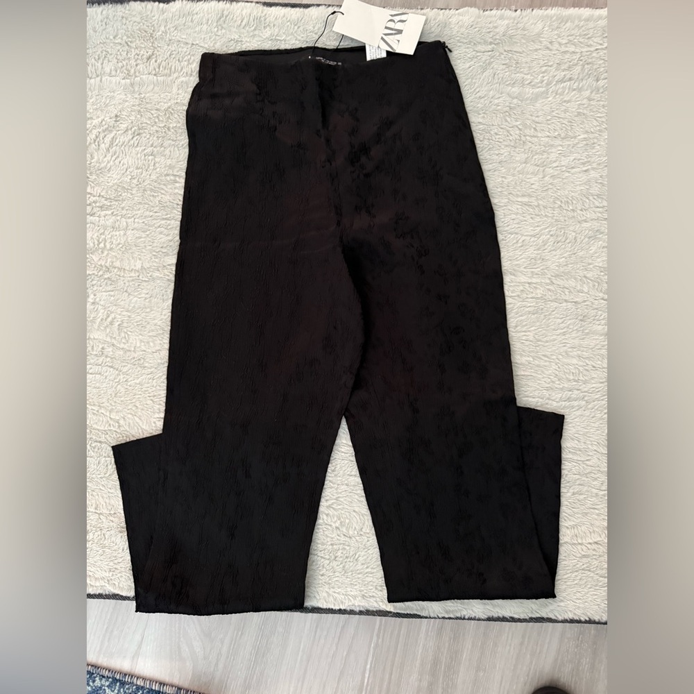 NWT Zara Elegant Black Jacquard Trousers